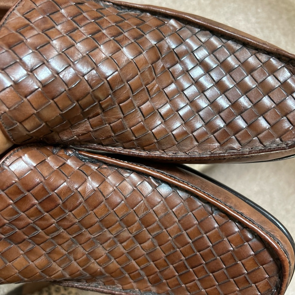 Men’s Mezlan Brown Leather Loafers with Intricate Weaving 🆕 - Picture 9 of 12